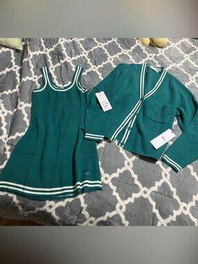 Alo tennis club sweater dress cardigan green SZ S
